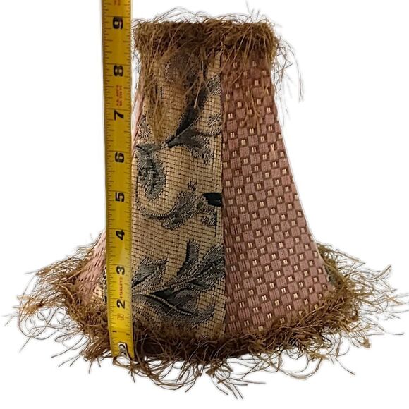 Tapestry Lamp Shade Corn Silk Fringe 9" Light Clip Bell Shaped Victorian Witchy. - Picture 4 of 16